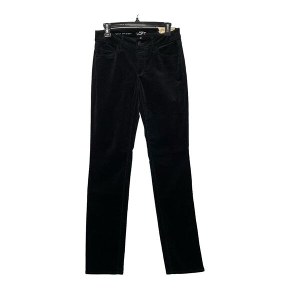Loft Curvy Straight Black Corduroy Pants - Size 2 Tall - Picture 1 of 9